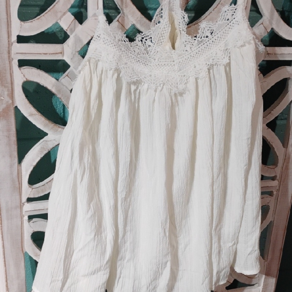 Romantic Flowy White Lace Trim Farie Blouse